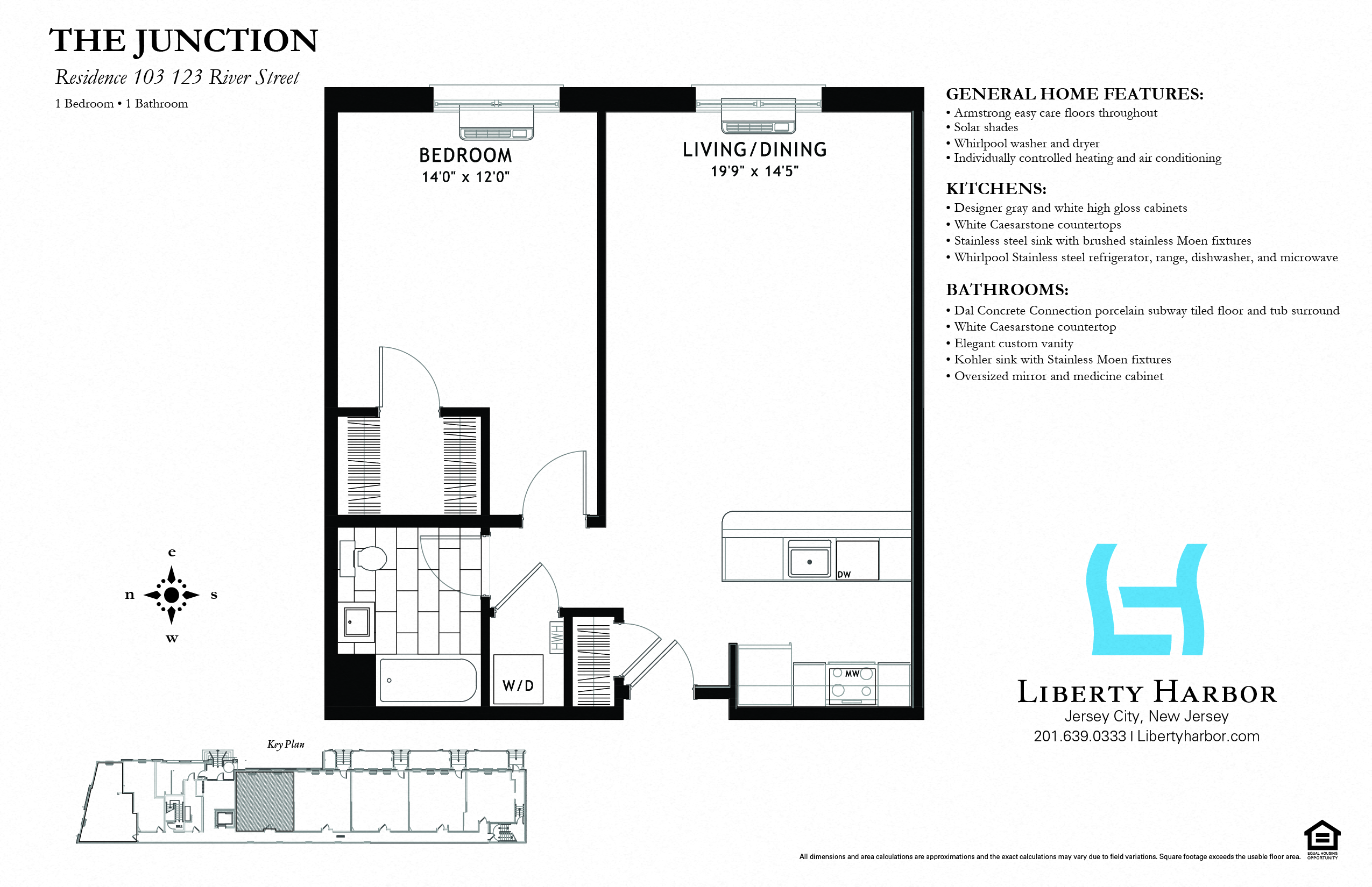 Floor plan for 1 bed, 1 bath, 754 sqft